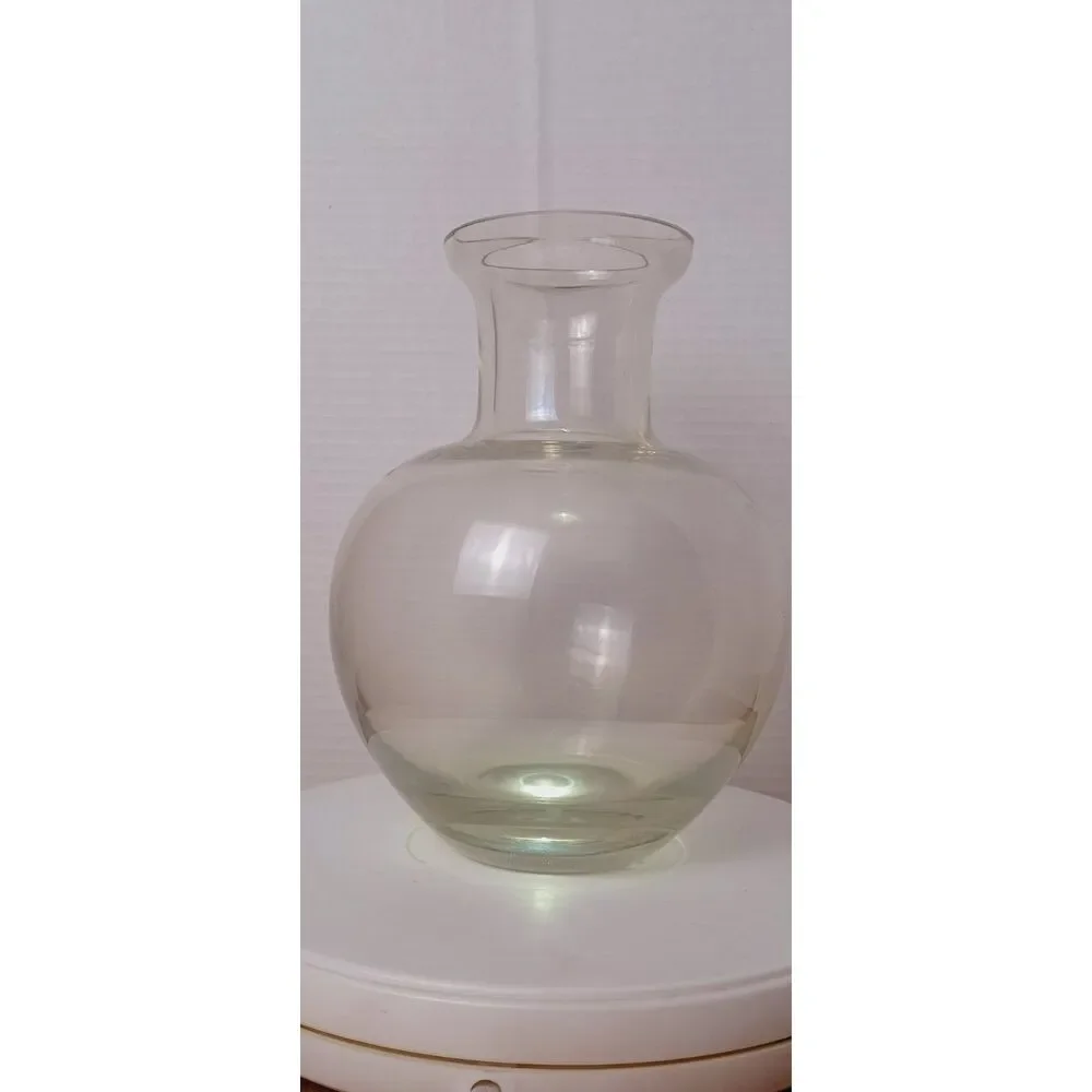 Contemporary Art Glass 8.5" Hand Blown Thick Clear Glass Vintage Vase - Picture 6 of 10